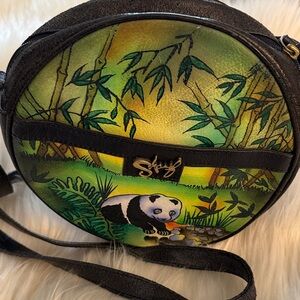 Sharif Genuine Leather Round Panda Crossbody Bag in Green and Black🌷